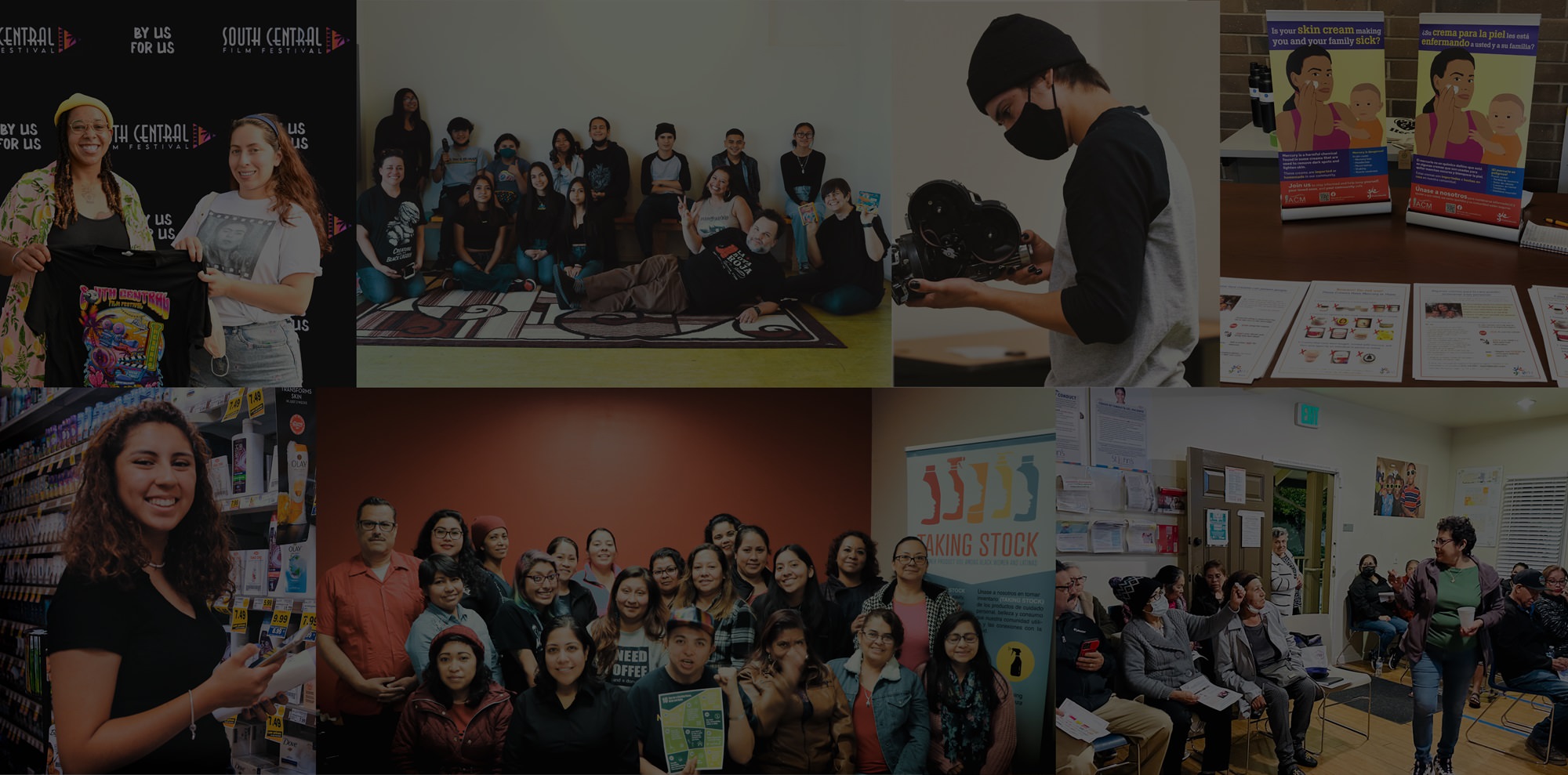  Banner photo made up of a mosaic of photos of services LA GRIT MEDIA has provided. With overlayed text that reads inform, empower, transform.